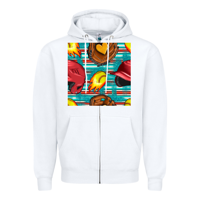Softball Helmet And Glove With Serape Seamless Pattern Zipper Hoodie by BundleAndBundleShop | Teevron