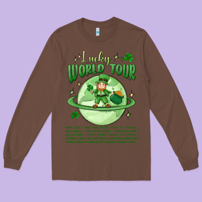 Lucky World Tour St. Patrick's Day Long Sleeve Tee Designed By Maliassmallbusiness