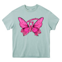 Arona Breast Cancer Butterfly Heavy Core Tee - texasbilliewilder