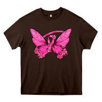 Chocolate Brown Breast Cancer Butterfly Heavy Core Tee - texasbilliewilder