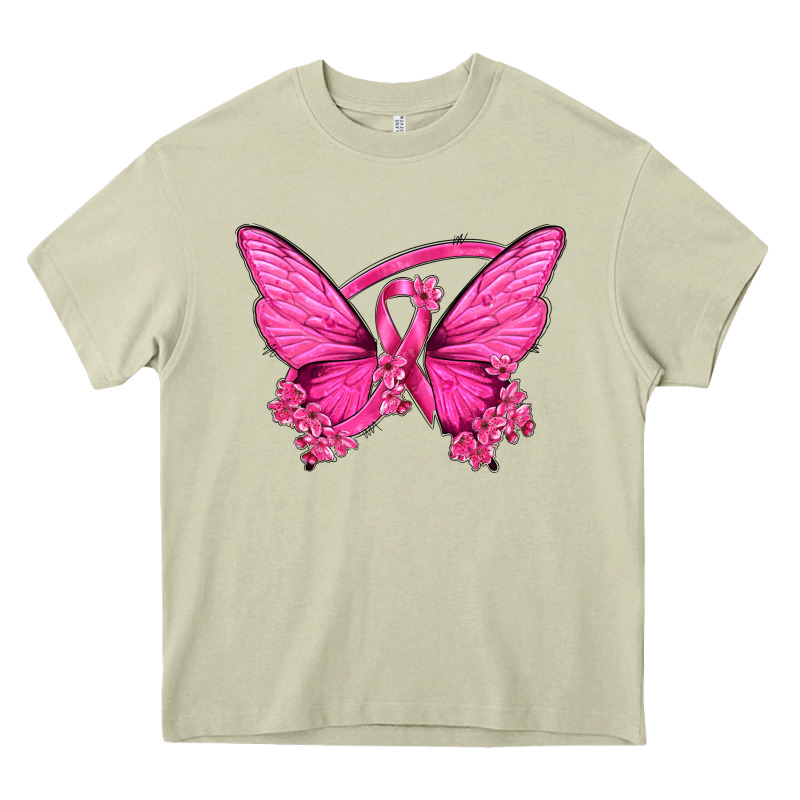 Breast Cancer Butterfly Heavy Core Tee by texasbilliewilder | Teevron