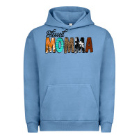 Pigment Pebble Blue Blessed Momma Urban Hoodie - CowCowDesign