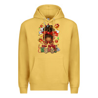 Antique Gold one merry nurse afro messy bun Premium Hoodie - texasbilliewilder