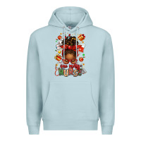 Blue Mist one merry nurse afro messy bun Premium Hoodie - texasbilliewilder