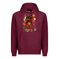 Burgundy one merry nurse afro messy bun Premium Hoodie - texasbilliewilder