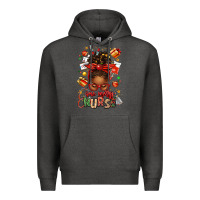 Charcoal Heather one merry nurse afro messy bun Premium Hoodie - texasbilliewilder