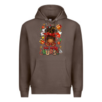 Coffee one merry nurse afro messy bun Premium Hoodie - texasbilliewilder