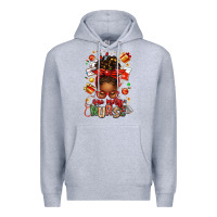 Heather Grey one merry nurse afro messy bun Premium Hoodie - texasbilliewilder