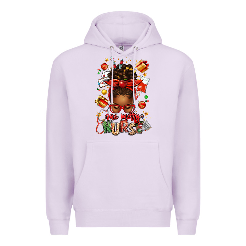 One Merry Nurse Afro Messy Bun Premium Hoodie by texasbilliewilder | Teevron