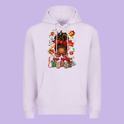 One Merry Nurse Afro Messy Bun Premium Hoodie Designed By Texasbilliewilder