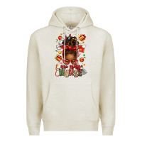 Oatmeal Heather one merry nurse afro messy bun Premium Hoodie - texasbilliewilder