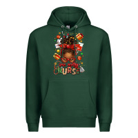 Sports Green one merry nurse afro messy bun Premium Hoodie - texasbilliewilder