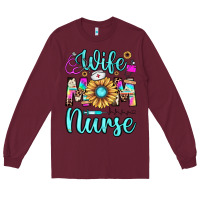 Burgundy wife mom nurse Long Sleeve Tee - JahusDesignShop