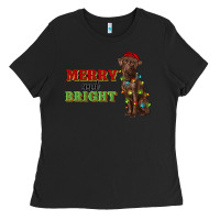 Black merry and bright labrador Ladies Tee - RanaPortraitStore
