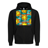 Black softball sunflowers with serape seamless pattern Zipper Hoodie - BundleAndBundleShop