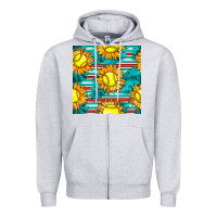 Heather Grey softball sunflowers with serape seamless pattern Zipper Hoodie - BundleAndBundleShop