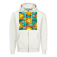 Oatmeal Heather softball sunflowers with serape seamless pattern Zipper Hoodie - BundleAndBundleShop