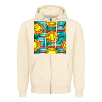 Sandshell softball sunflowers with serape seamless pattern Zipper Hoodie - BundleAndBundleShop
