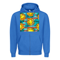 True Royal softball sunflowers with serape seamless pattern Zipper Hoodie - BundleAndBundleShop