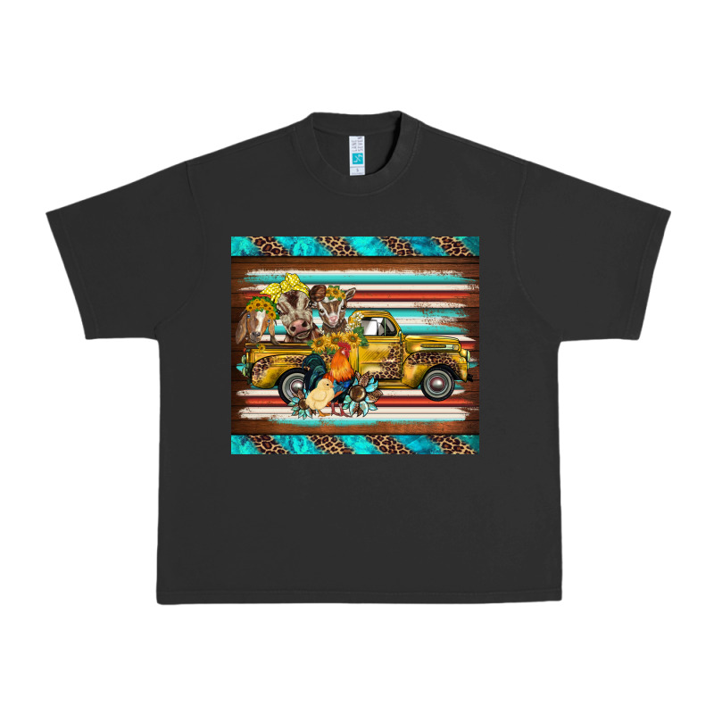 Western Truck Farm Animals Serape Leopard Turquoise's Urban Heavy Tee by BarkalooDesign | Teevron