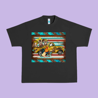 Western Truck Farm Animals Serape Leopard Turquoise's Urban Heavy Tee Designed By Barkaloodesign