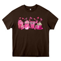 Chocolate Brown Breast Cancer Coffee Cups Heavy Core Tee - texasbilliewilder