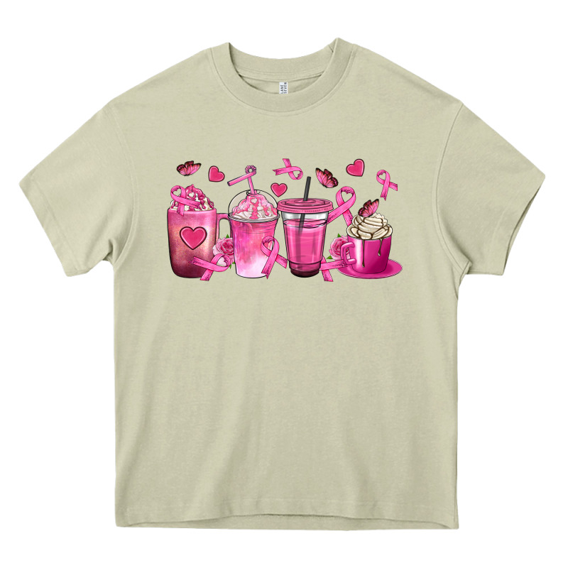 Breast Cancer Coffee Cups Heavy Core Tee by texasbilliewilder | Teevron