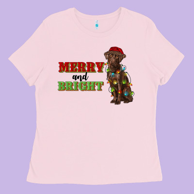 Merry And Bright Labrador Ladies Tee Designed By Ranaportraitstore