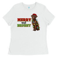 White merry and bright labrador Ladies Tee - RanaPortraitStore