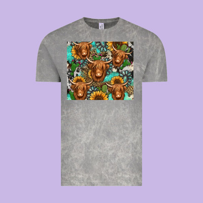 Long Haired Shaggy Cow Western Vintage Tee Designed By Jasminsmagicworld