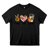Black peace love coffee Heavy Core Tee - BarkalooDesign