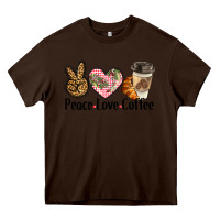 Chocolate Brown peace love coffee Heavy Core Tee - BarkalooDesign