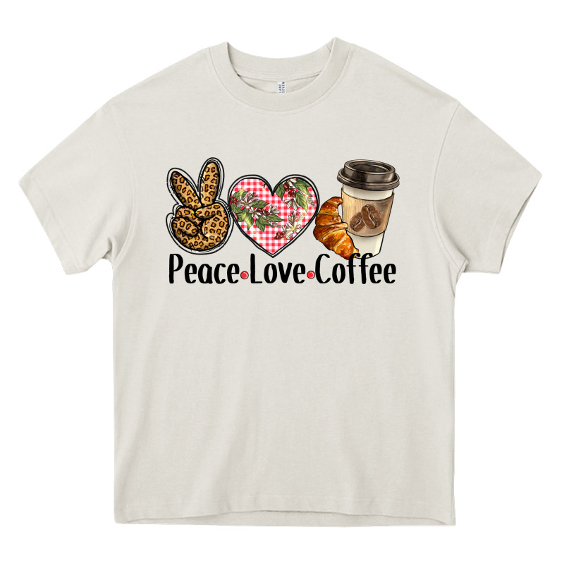 Peace Love Coffee Heavy Core Tee by BarkalooDesign | Teevron