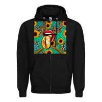 Black softball lips sunflowers and gemstones seamless pattern Zipper Hoodie - BundleAndBundleShop