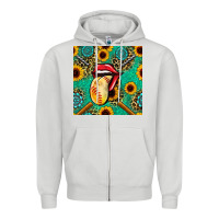 Softball Lips Sunflowers And Gemstones Seamless Pattern Zipper Hoodie | Teevron