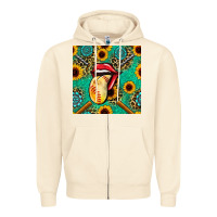 Sandshell softball lips sunflowers and gemstones seamless pattern Zipper Hoodie - BundleAndBundleShop