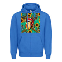 True Royal softball lips sunflowers and gemstones seamless pattern Zipper Hoodie - BundleAndBundleShop