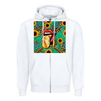 White softball lips sunflowers and gemstones seamless pattern Zipper Hoodie - BundleAndBundleShop