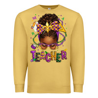 Antique Gold mardi gras teacher afro messy bun Premium Sweatshirt - texasbilliewilder