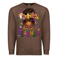 Chestnut mardi gras teacher afro messy bun Premium Sweatshirt - texasbilliewilder