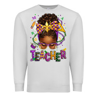 Dove Grey mardi gras teacher afro messy bun Premium Sweatshirt - texasbilliewilder