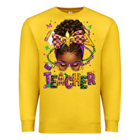 Lemon mardi gras teacher afro messy bun Premium Sweatshirt - texasbilliewilder