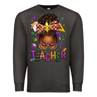 Smoke mardi gras teacher afro messy bun Premium Sweatshirt - texasbilliewilder