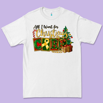 All I Want For Christmas Is Cure Childhood Cancer Premium Tee Designed By Fadigitalartstudio