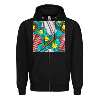 Black softball uniform glove and bat with field seamless pattern Zipper Hoodie - BundleAndBundleShop