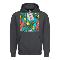 Smoke softball uniform glove and bat with field seamless pattern Zipper Hoodie - BundleAndBundleShop