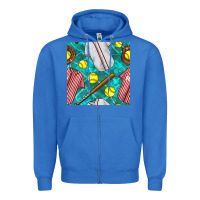 True Royal softball uniform glove and bat with field seamless pattern Zipper Hoodie - BundleAndBundleShop
