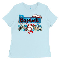 Baby Blue baseball nana with leopard Ladies Tee - Zillion Design Studio