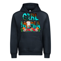 Navy Girl Mama Flowers Cow Urban Hoodie - CowCowDesign