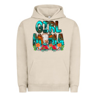 Pigment French Oak Girl Mama Flowers Cow Urban Hoodie - CowCowDesign